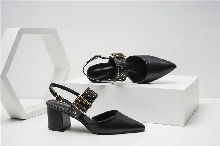 

Summer New Womens Shoes Pointed Thick High Heel Womens Sandals Ladies Shoes Zapatos De Mujer High-heel Luxury Women Shoes