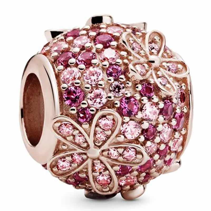 925 Серебряная Подвеска Красная Арбуз Клубника Маргаритка Орхидея Яркий Орнамент Бусины Подходят для Популярного Браслета DIY Украшения.