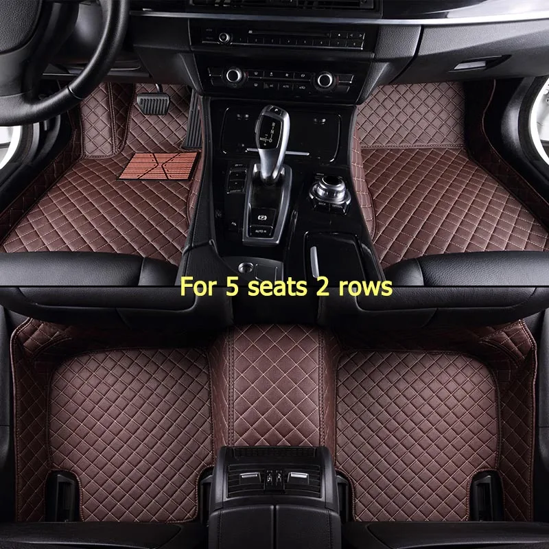 For 5 seats 2 rows KADULEE пользовательские автомобильные коврики для Mitsubishi Все модели для Outlander, pajero ASX Pajero sport lancer galant Lancer-ex grandis foot - Название цвета: For 5 seats 2 rows