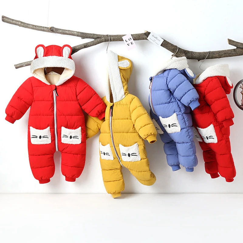 Комбинезон детский зимний из плотного хлопка с капюшоном | Детская одежда и обувь