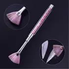 Веерообразная щетка для очистки ногтей, градиентные розовые стразы, ручка для удаления пудры, блестящая ручка, инструменты для дизайна ногтей
