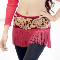 2021 new beads embroidery tribal belly dance belt bellydance tassel hip scarf for women hip shawl
