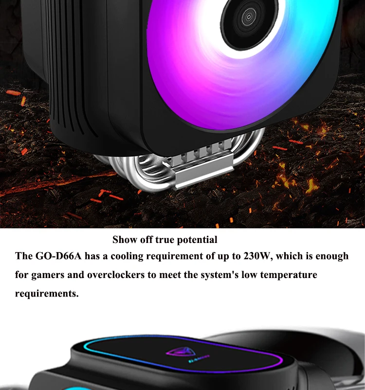 Pccooler RGB dual 120 мм/12 см PWM кулер для процессора с 6 медными тепловыми трубками, высокопроизводительный охлаждающий вентилятор