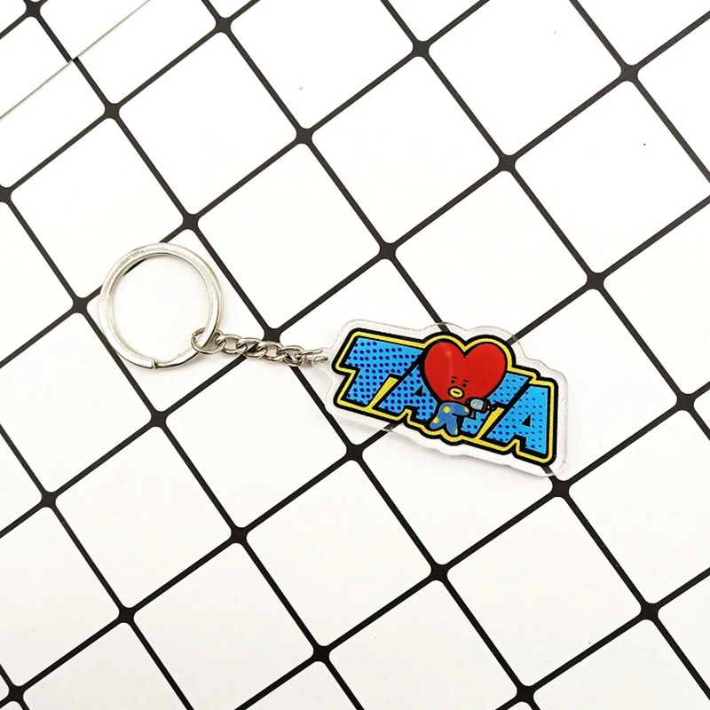 Kpop Bangtan мальчики милый мультфильм форма брелок имя акриловое кольцо для ключей