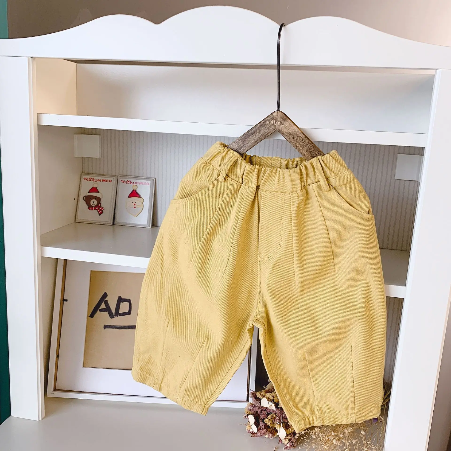 

Spring Autumn boys girls Korean style high waist harem pants 1-5 years children solid color all-match ninth pants