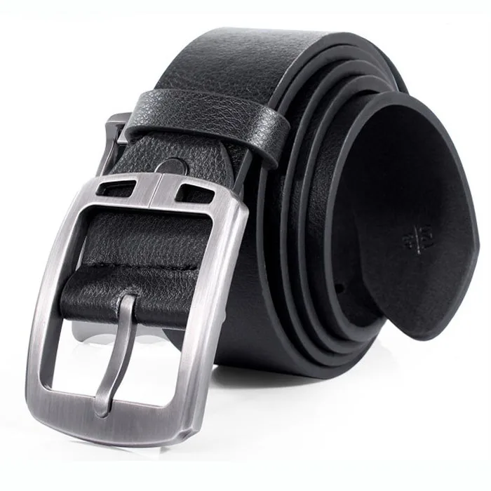 Мужской классический ремень из искусственной кожи с металлической пряжкой и
