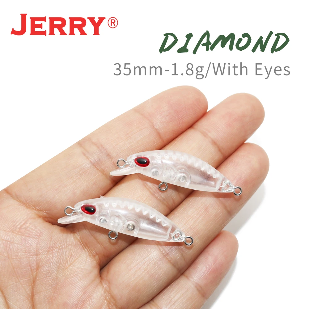 جيري الماس 10 قطعة 35 مللي متر خفيفة مايكرو طعم سنارة صيد غير مصبوغ البلاستيك الطعوم الصلبة العائمة أسماك Jerkbait