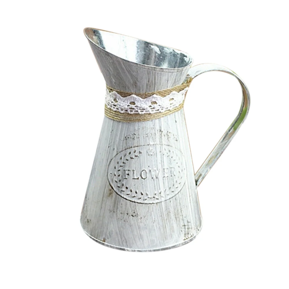 Французский винтажный стиль металлический кувшин потертый шик Цветочная ваза