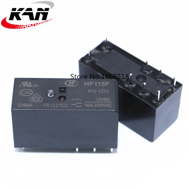 

Реле HF115F-005-1ZS3 HF115F-012-1ZS3, 10 шт., HF115F-024-1ZS3, 250 В, 16 А, 8-контактное реле, реле 5 В/12 В/24 В постоянного тока