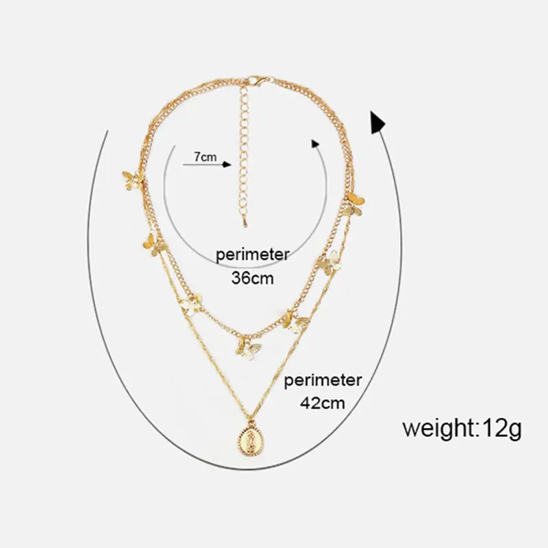 Модное женское ожерелье Shineland 2021 с подвеской-бабочкой на цепочке до ключиц