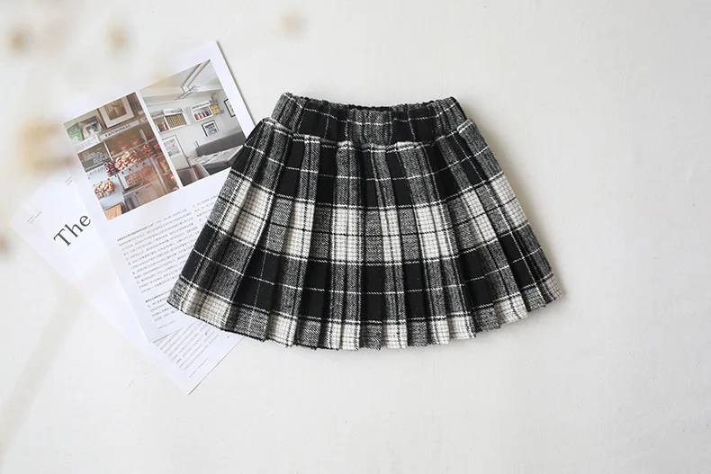White black plaid Новые модные милые юбки для девочек; плиссированные стильные юбки принцессы для маленьких девочек; вечерние юбки в клетку для школы - Цвет: White black plaid