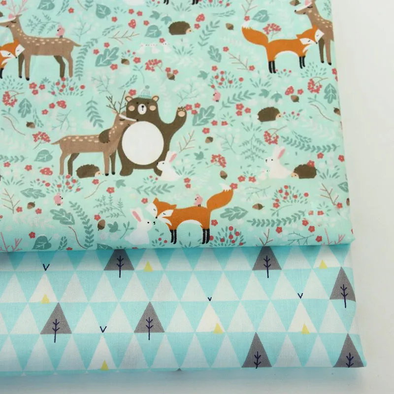 DIY Bear Fox Dear Pattern Twill Хлопок ткань набор для шитья одеяла ткани рукоделия лист