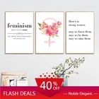 Картина на холсте Феминистская девушка сила вдохновляющие цитаты художественные принты и плакаты цветочный феминизм женский знак Искусство девушки домашний декор