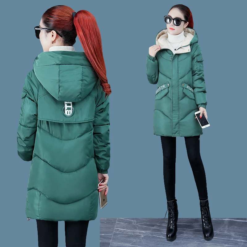 Повседневное женское пальто с капюшоном длинное парка большого размера цветная