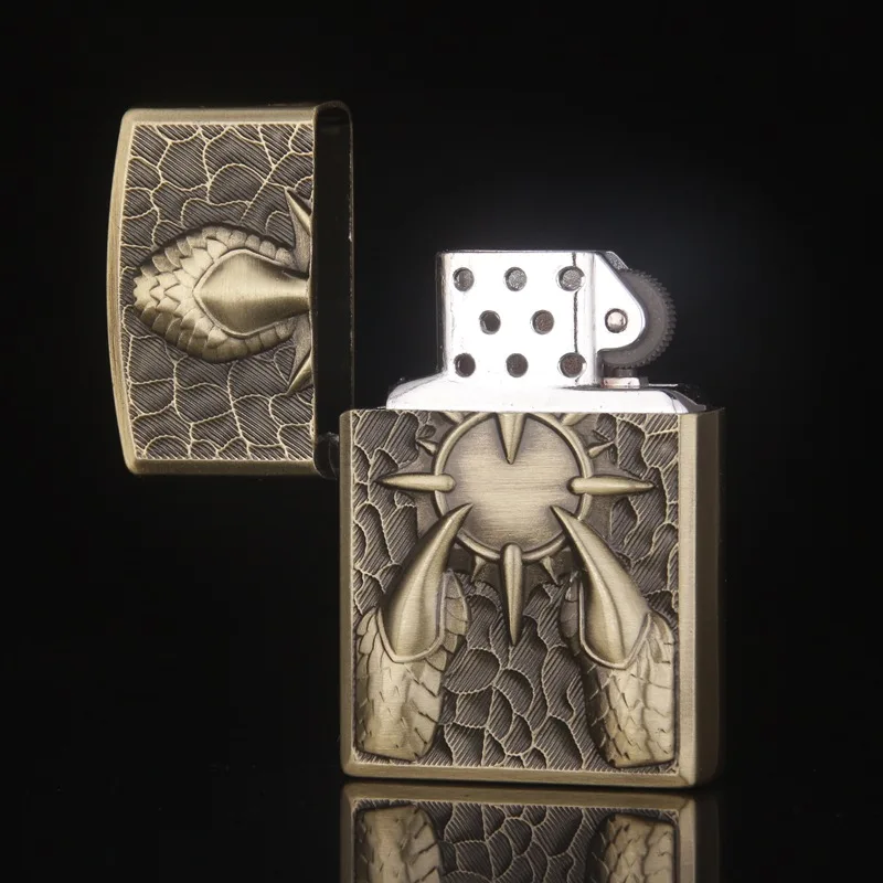 Винтажный Орлиный коготь резьба цепь газовая зажигалка модная сигарета