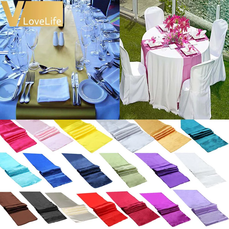 5pcs/lot Satin Table Runners Wedding Party Event Decor Supply Fabric Chair Sash Bow Cover Tablecloth Decoration | Дом и сад