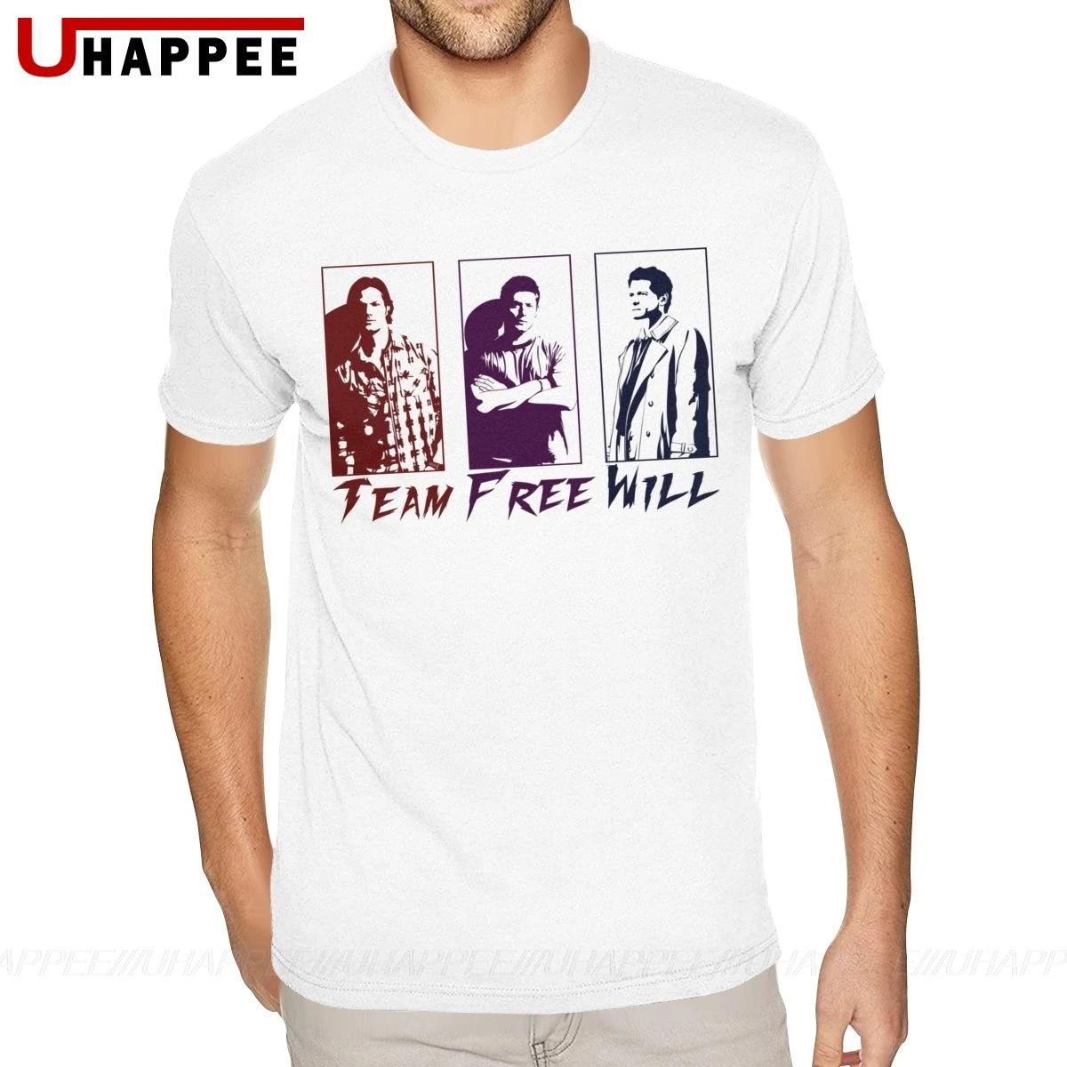 Черные супернатуральные футболки для команды Мужская мягкая хлопковая футболка