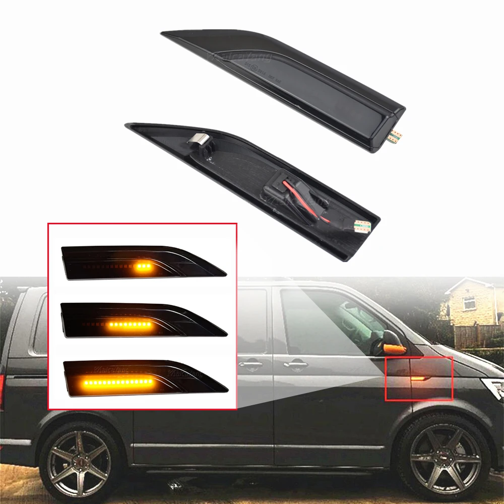 

LED Side Marker Turn Signal Light Dynamic Flowing Indicator Blinker For VW Transporter T6 Multivan Caddy MK4 2016 2017 2018 2019