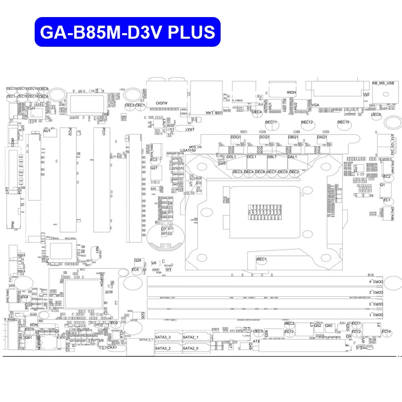 GIGABYTE GA-B85M-D3V Plus с процессором i5 4460S десктопная материнская плата B85 Socket LGA 1150 DDR3 32G