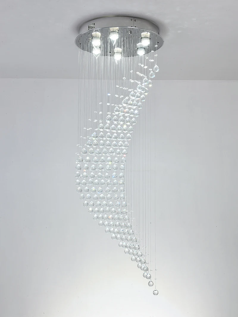 Lámpara de araña de Cristal con diseño de espiral, accesorio de luz moderno para pasillo, sala de estar y comedor, de alambre de suspensión, para Loft