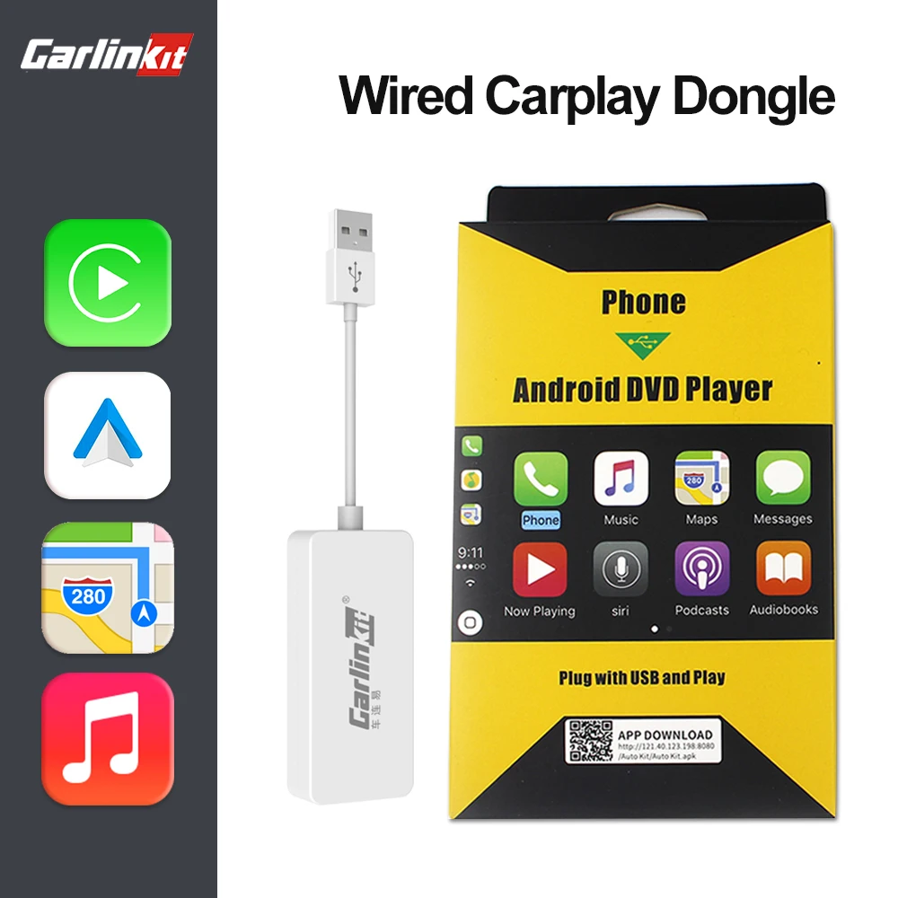 LoadKey & Carlinkit для Android Автоматический Apple CarPlay проводной USB адаптер подключи и
