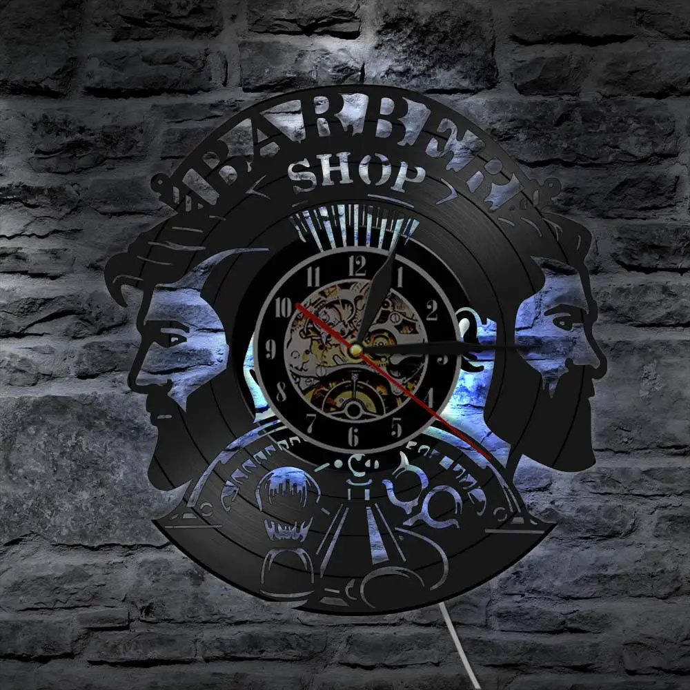 Настенные кварцевые часы для парикмахера мужская виниловая прическа с пластиной