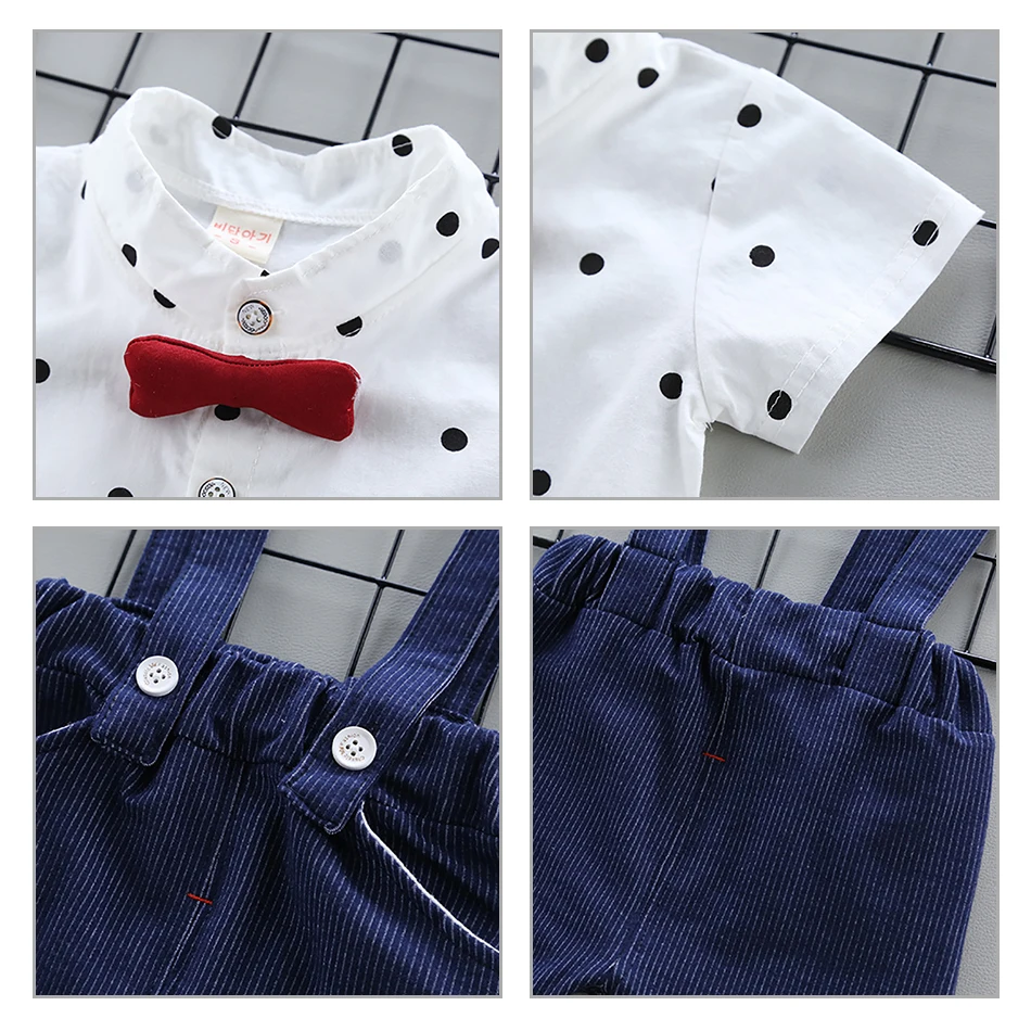 Рубашка для маленьких мальчиков + шорты на подтяжках новый летний детский костюм