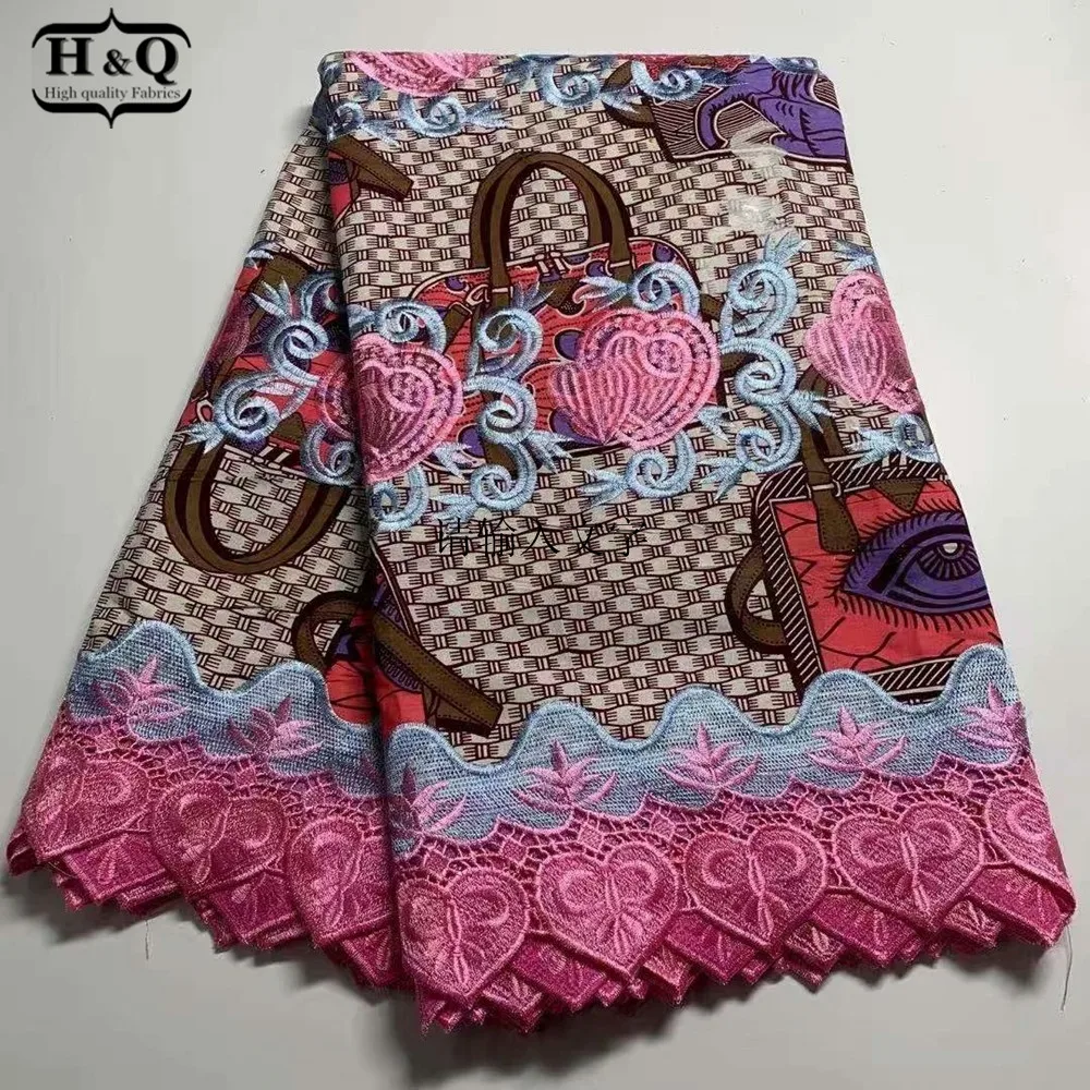 

H&Q latest arrival high quality 6 yards african batik lace wax fabric embroidery 100% cotton nigerian guipure lace fabrics H1230