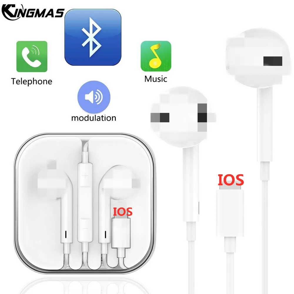 Bluetooth Проводные Наушники для iPhone 8, 8 Plus в ухо стерео с затычки в уши для микрофона для Apple iPhone 7 Plus X XR XS Max наушники