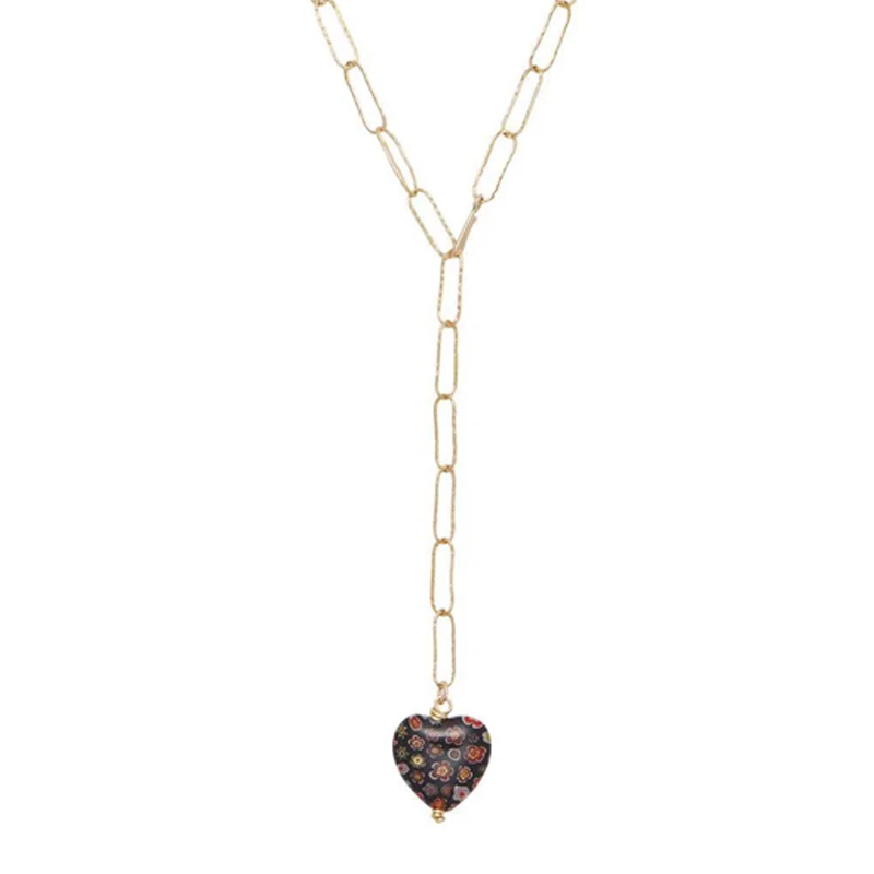 

Stone Pendant Stainless Steel Necklace Bohemian Heart shaped Natural Stone Collares De Moda Statement Long Drop Dangle Necklace