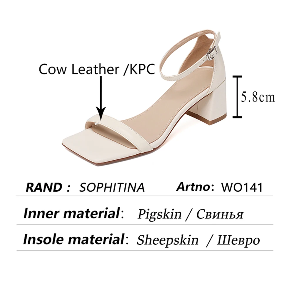 

SOPHITINA Fashion Women's Sandals Summer Red Kid Suede Leather Sandals Cover Heel Ankle Strap Comfort Leisure Lady Shoes WO141