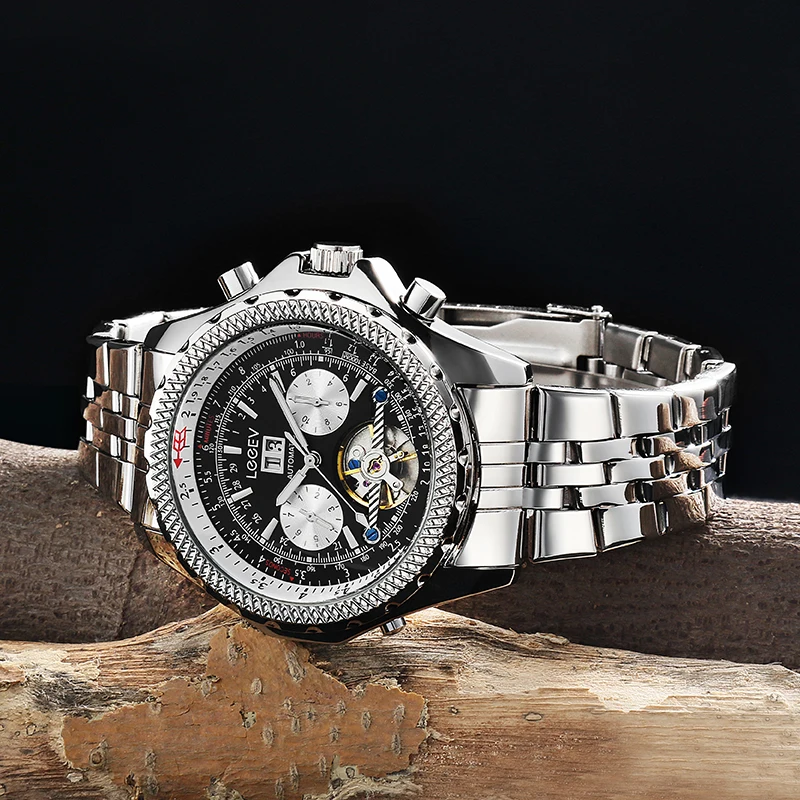 LeeEV для мужчин s часы Роскошные автоматические механические Tourbillon часы Бизнес наручные часы для мужчин