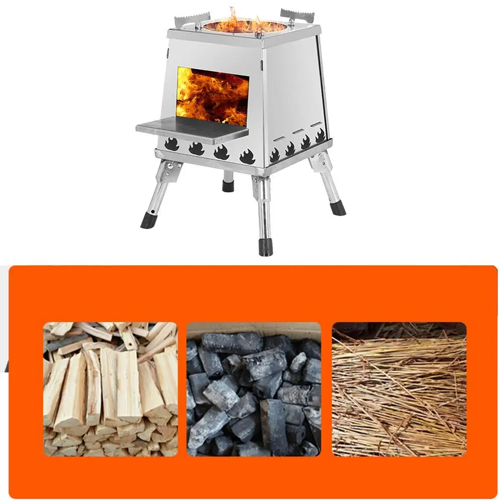 

Outdoor Camping Tree Stove Ultra-Portable Design Cassette Grill Folding Portable Wood Stove Picnic Cooking Picnic Hunting BBQ