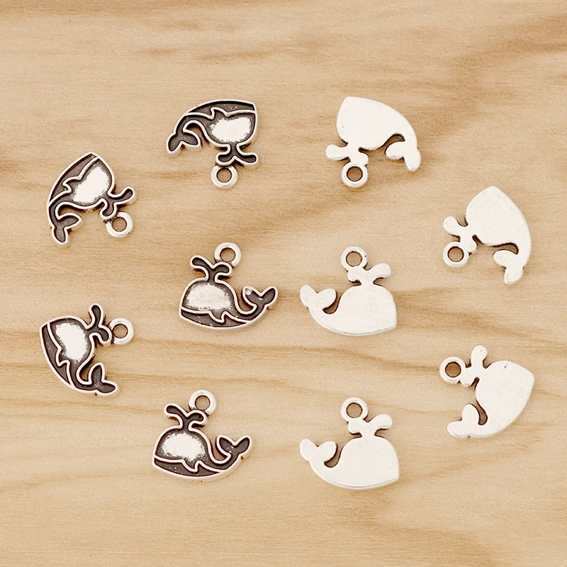 

50 Pieces Tibetan Silver Whale Sea Life Charms Pendants Beads for DIY Necklace Bracelet Anklets Jewellery Making Accessories
