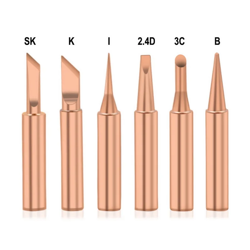 

5/6pcs/lot 900M-T e Copper Soldering Iron Tip Lead-free Solder Tips Welding Head BGA Soldering Tools Branding Iron
