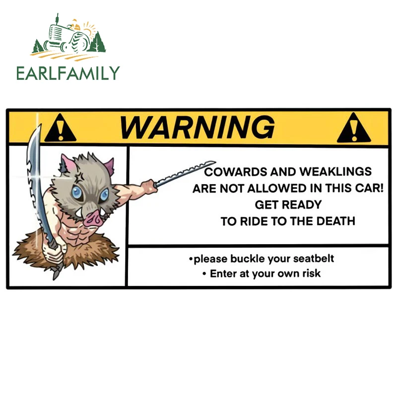 EARLFAMILY 15см x 7.1см Аниме Предупреждающие наклейки на автомобиль для подушек безопасности, консоли центральной панели.