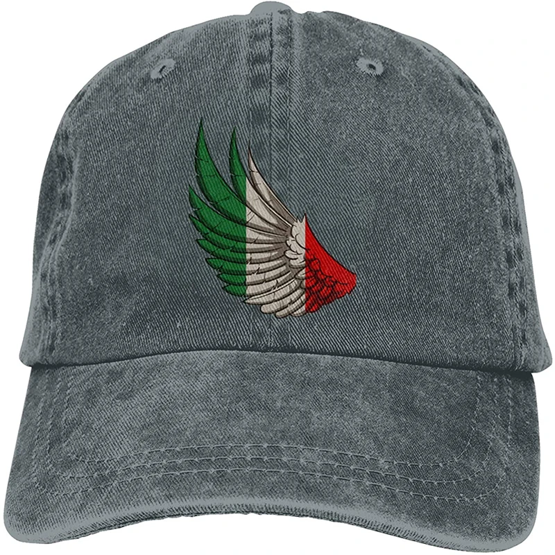 

Wings of The Italian Flag Sports Denim Cap Adjustable Unisex Plain Baseball Cowboy Snapback Hat