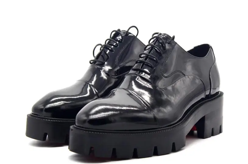 

New genuine leather fashion shoes for men oxfords increase Shiny platform heels men shoes business shoes