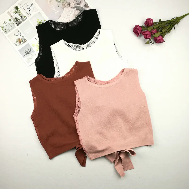 Новинка хит ретро подтяжки женский жилет вязаный кружевной ажурный с завязками