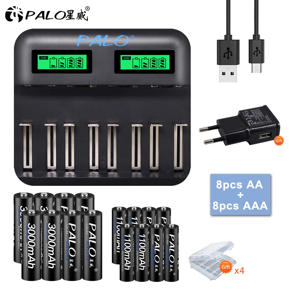 1.2В Nimh AAA аккумуляторная батарея + AA умная зарядное устройство для типа