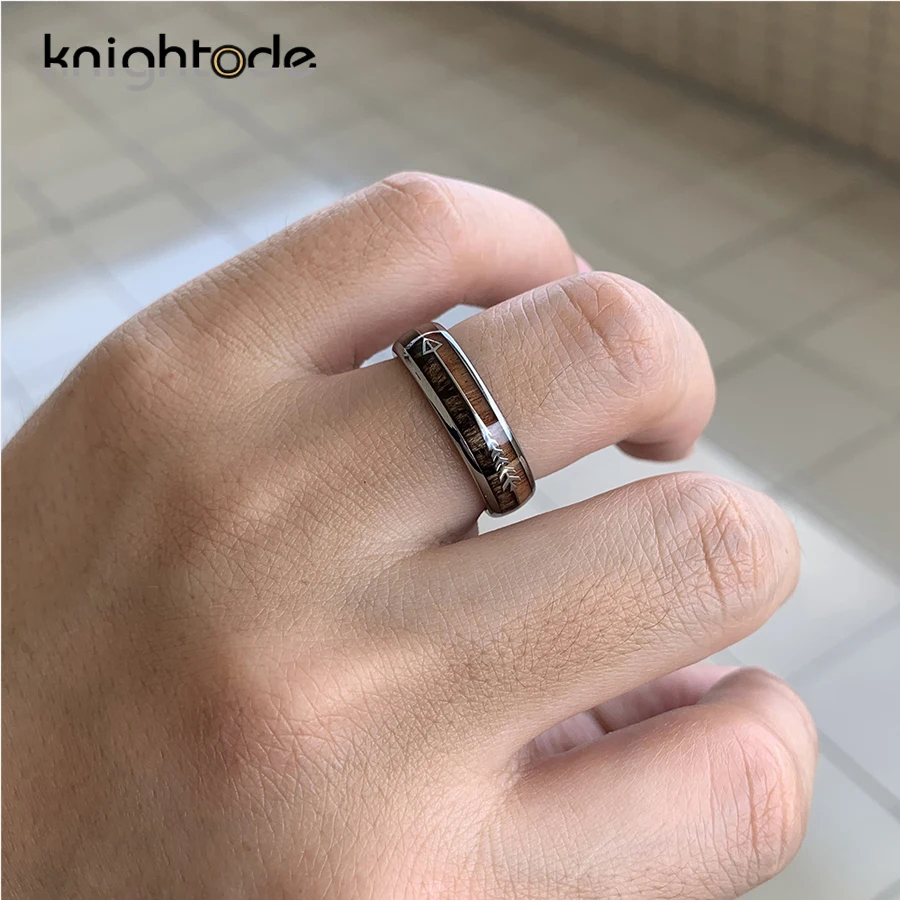 Кольцо из карбида вольфрама диаметром 6 мм инкрустация дерева Koa для мужчин