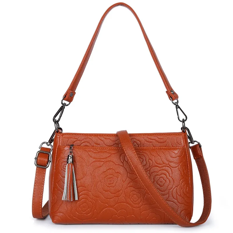 

New High Quality Printed Women's Shoulder Bag Soft Leather Tassel Purses Crossbody Ladies Large Capacity Luxury Designer Handbag
