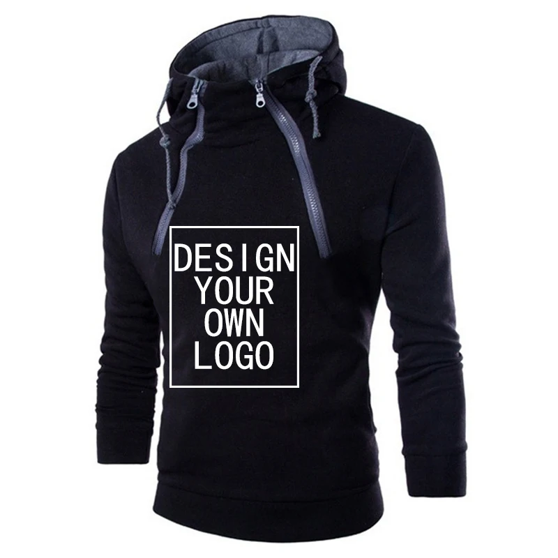 

Толстовка мужская с капюшоном на заказ, свитшот на двойной молнии, новинка весны 2022, пуловер с эксклюзивным логотипом «сделай сам», Уличная ...