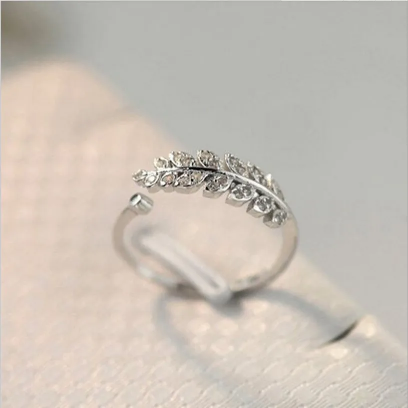 DIEERLAN Ретро Винтажные Ювелирные изделия серебряного цвета кристалл лист Кольца