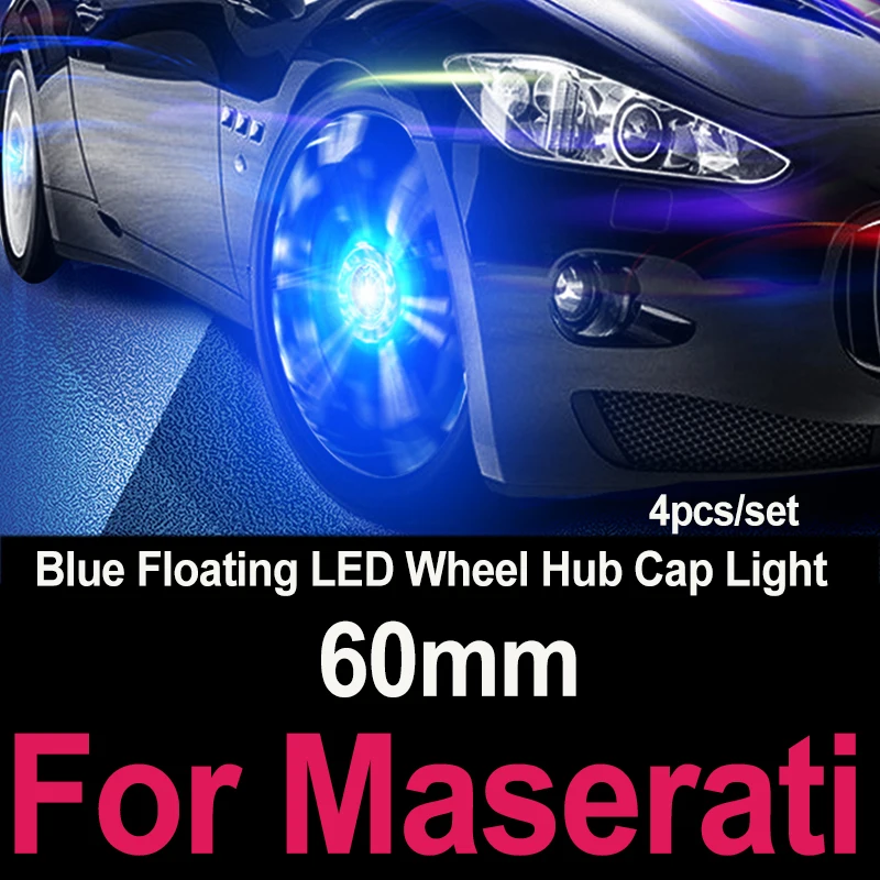 

4pcs 60mm Auto Car Wheel Rim Center Caps Covers LED Lamp Floating Illumination for Levante Quattroporte Ghibli Turismo Cabrio