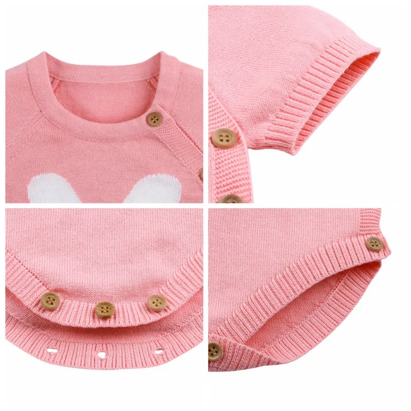 

0-24M Infant Baby Girls Cartoon Print Short Sleeve Knit Rompers Kids Boys Bodysuit Jumpsuit
