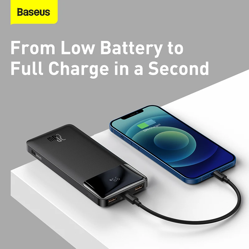 baseus power bank 20000mah portable charger powerbank 10000 external battery pd 20w fast charging for iphone 13 xiaomi poverbank free global shipping