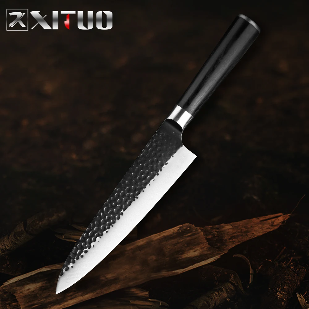 XITUO 8 дюймов нож шеф повара ручной Кованый Высокоуглеродистая сталь японский
