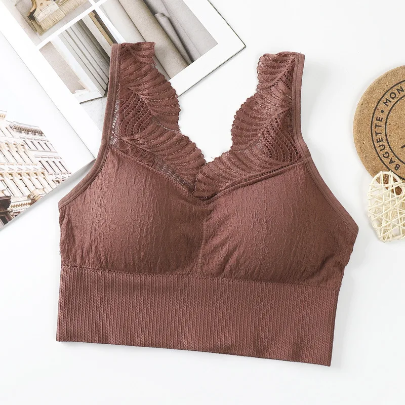 

SVOKOR Sports Crop Top Women Lace Threaded Cotton Underwear Beautiful Back Wrapped Chest Underwear