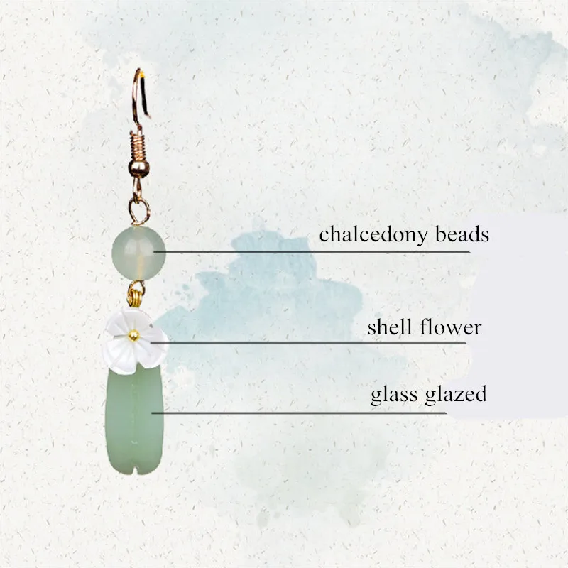 Yanting Glass Glazed Tassel Earrings Female Gifts For Women Handmade Jewelry Ethnic Earrings Shell Flower Earring Hanging 0137